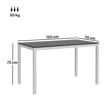 Outsunny Garden Table for 4-6, 120 x 70 cm Outdoor Dining Table with Rust-Resistant Aluminium Frame, for Patio, Terrace, Balcony, Black