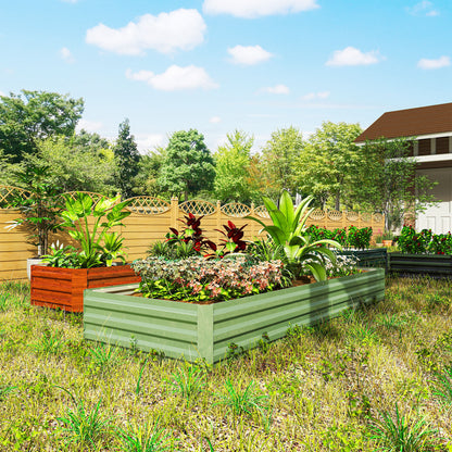 Galvanised Steel Raised Garden Bed | 2 Size Options 126x90.5cm or 241x90.5cm | Open Bottom | Rust-Resistant | Easy Assembly | Flowers Herbs & Veg | Light Green