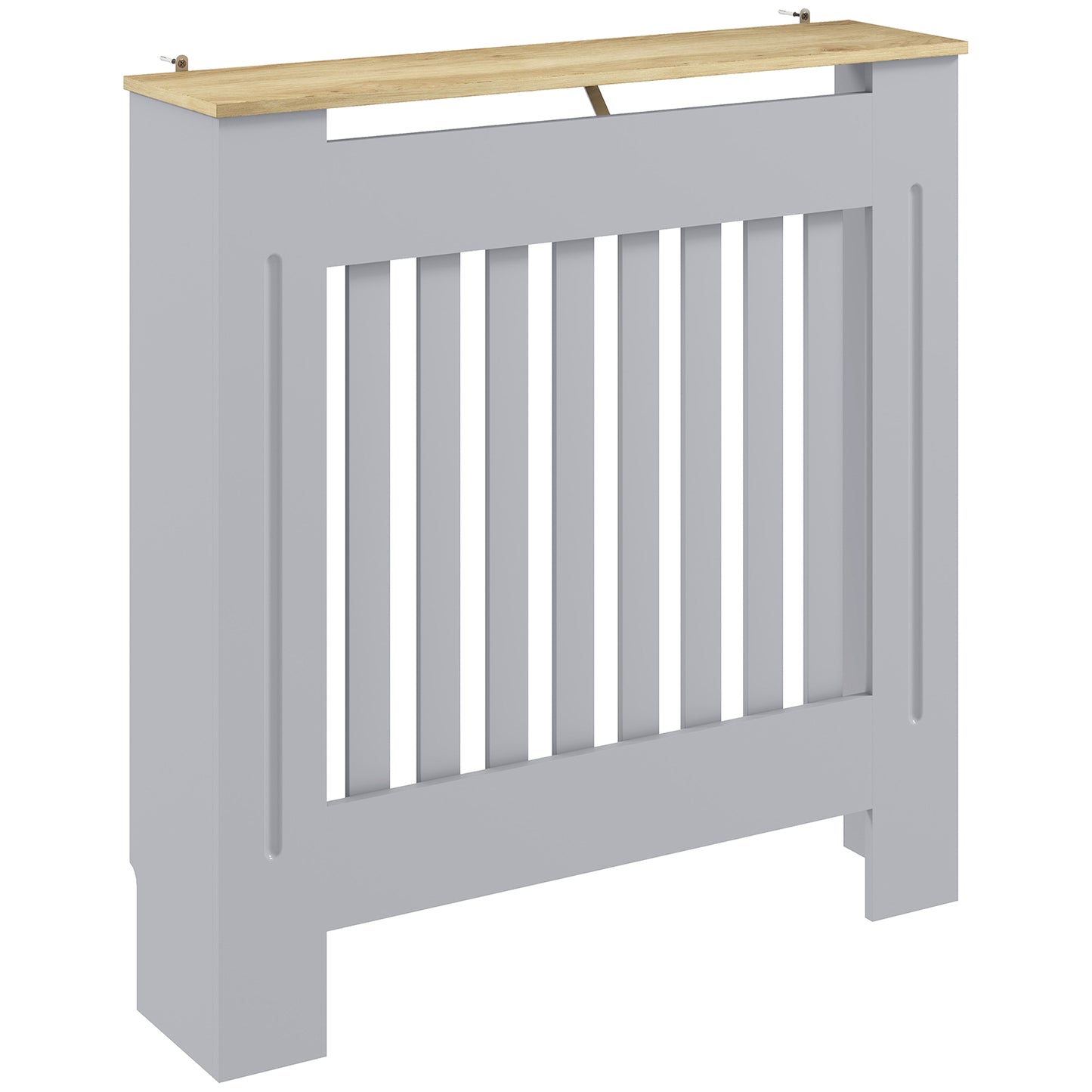 MDF Radiator Cover | Slatted Line Grill Design | Display Top | Wall Mountable | Fittings Included | Lightweight 7kg | 78x19x81cm | Grey
