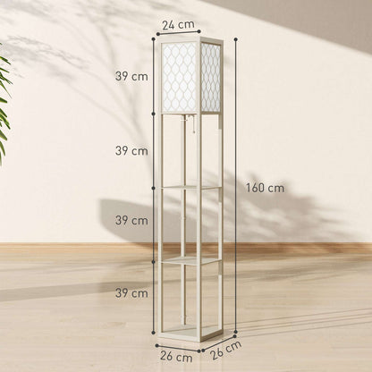 Three-Shelf Standing Lamp - Oak/White