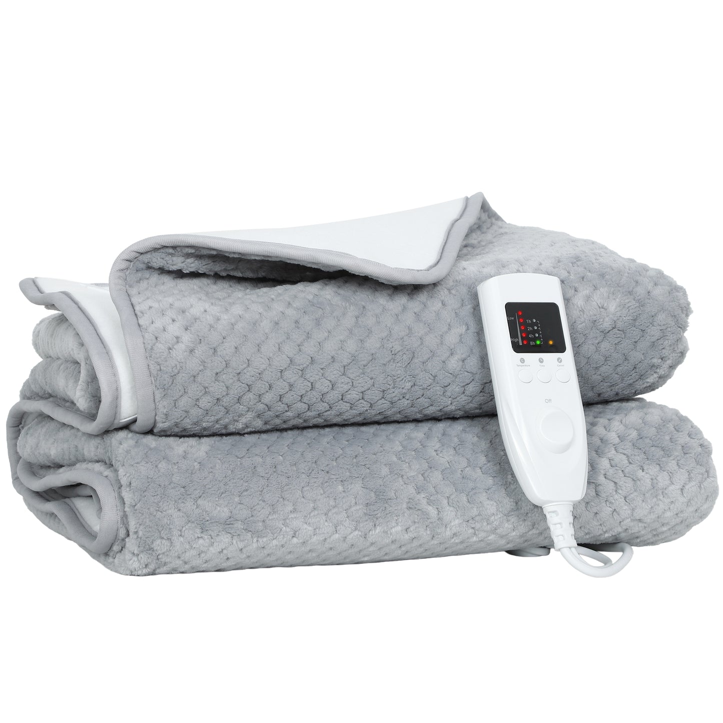 Heated Electric Blanket, Warm Throw Blanket with 5 Heating Levels, 10 Hour Auto-Off Timer, Grey