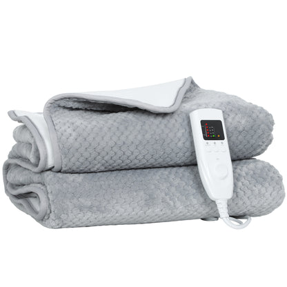 Heated Electric Blanket, Warm Throw Blanket with 5 Heating Levels, 10 Hour Auto-Off Timer, Grey