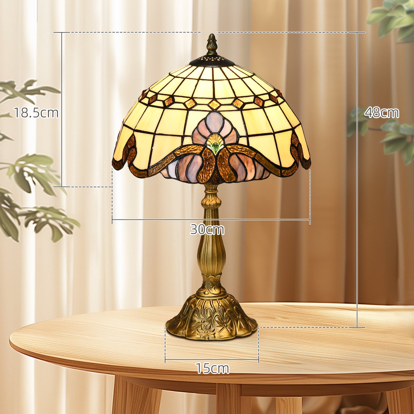 Stained Glass Table Lamp, Handmade Antique Style Bedside Lamp, Decorative Night Light for Bedroom, Living room, Home, Nightstand