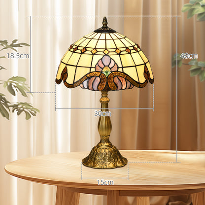 Stained Glass Table Lamp, Handmade Antique Style Bedside Lamp, Decorative Night Light for Bedroom, Living room, Home, Nightstand