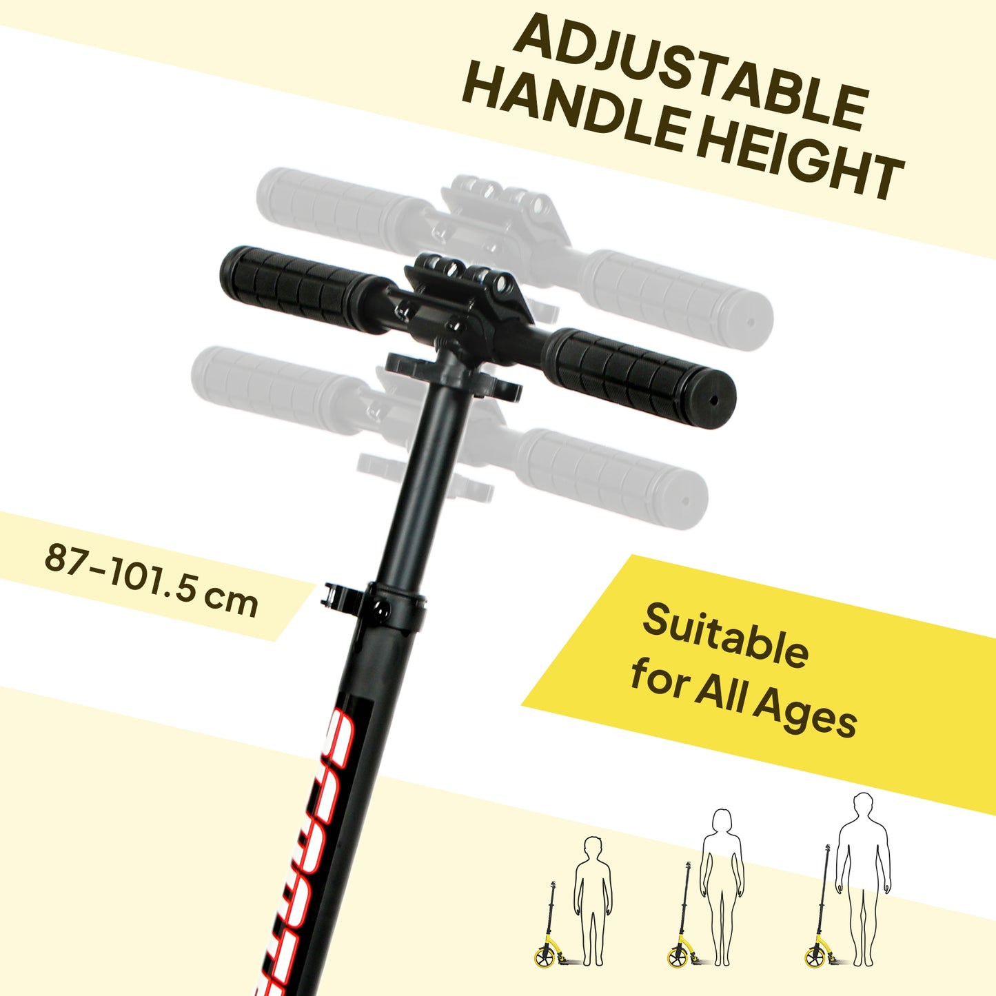 Foldable Kick Scooter with Double Shock Absorption and Big Wheels, Height Adjustable Aluminium Frame Big Wheel Scooter for 14+ Teens Adult