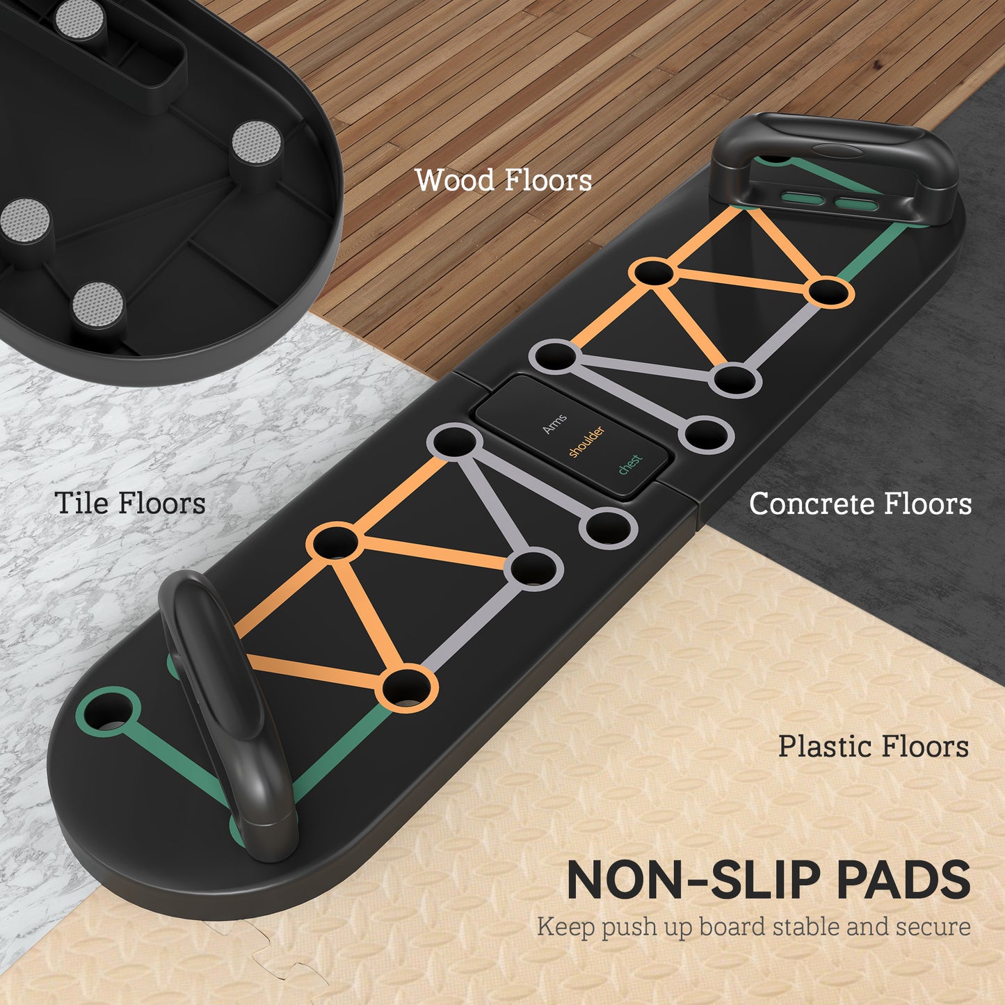 Foldable Push Up Board, 11-in-1 Press Up Board, Portable Pushup Stand with Non-slip Pads, Multi-function Home Gym Equipment for Arm, Shoulder