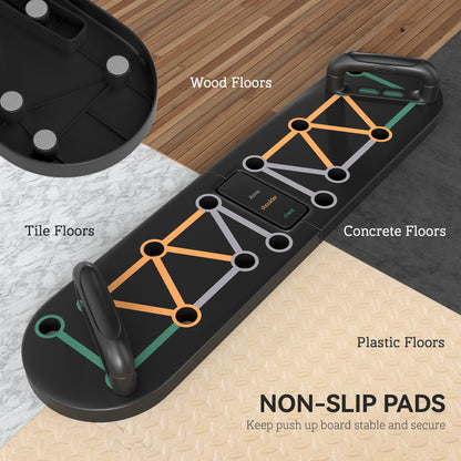 Foldable Push Up Board, 11-in-1 Press Up Board, Portable Pushup Stand with Non-slip Pads, Multi-function Home Gym Equipment for Arm, Shoulder