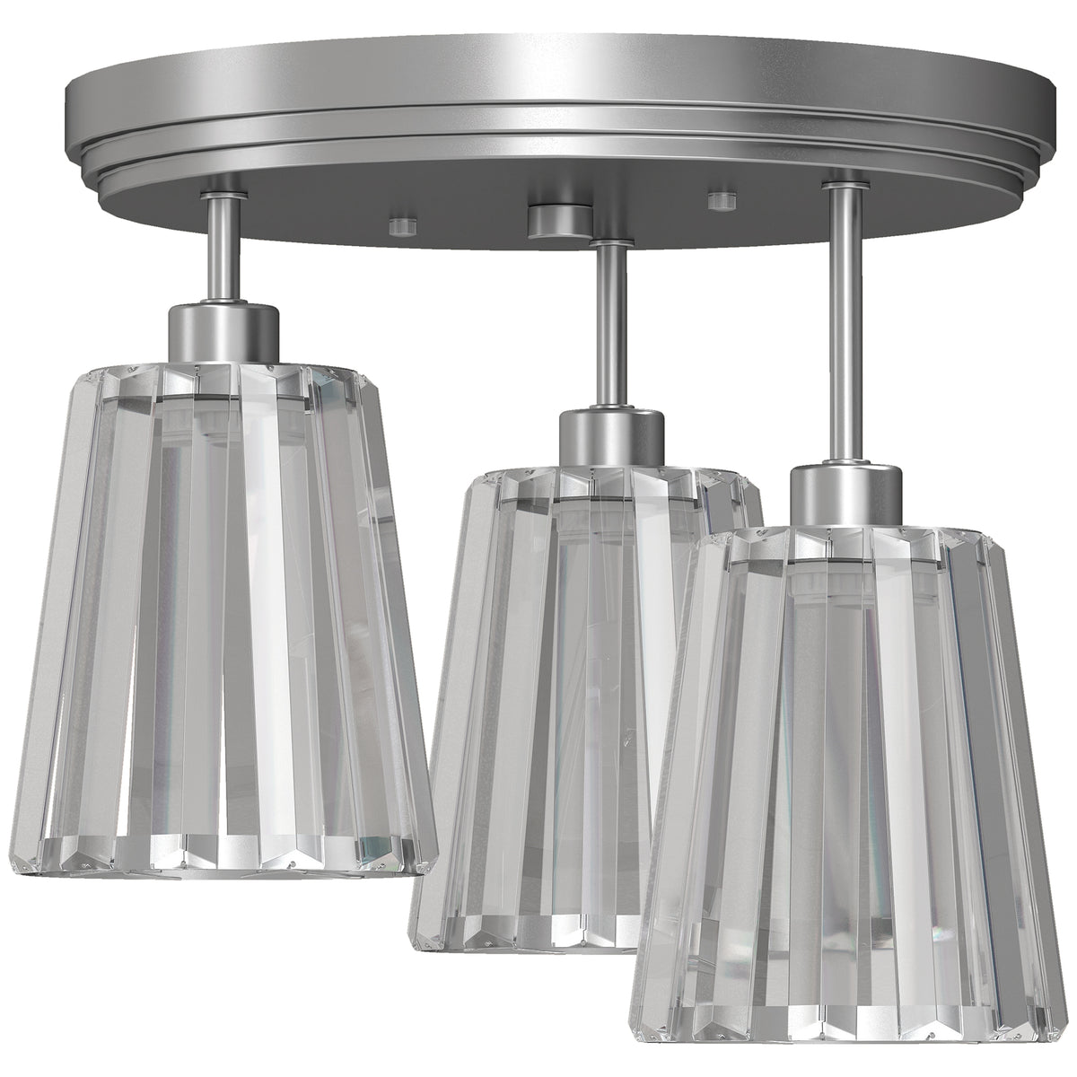 3-Light Crystal Glass Ceiling Light | Triple E27 Sockets | Clear Crystal Shades | Ø32cm | 40–120W | 220–240V | Hallway Bedroom Living Room | Bulbs Not Included | Gold Tone