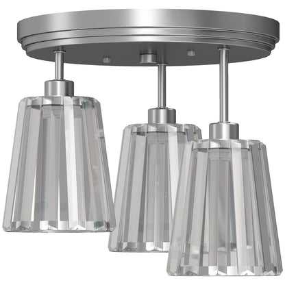 3-Light Crystal Glass Ceiling Light | Triple E27 Sockets | Clear Crystal Shades | Ø32cm | 40–120W | 220–240V | Hallway Bedroom Living Room | Bulbs Not Included | Gold Tone