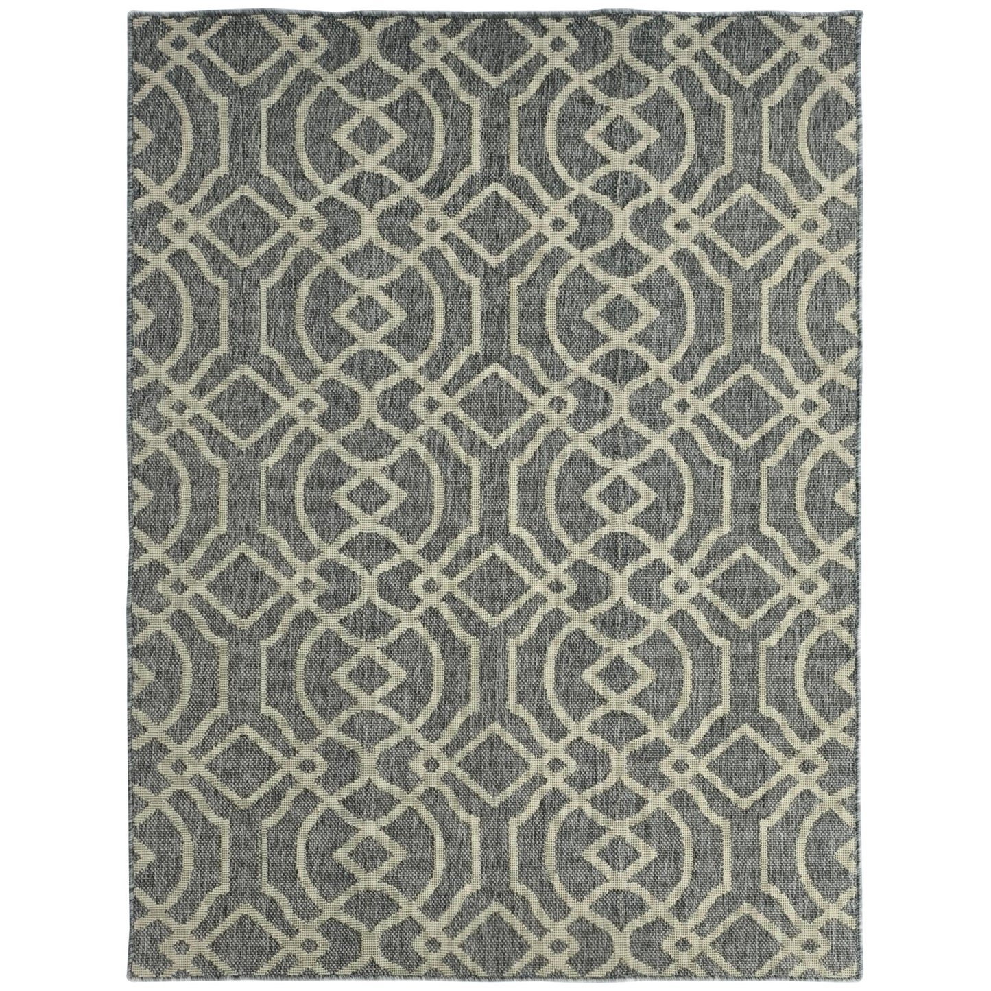 UV Resistant Indoor & Outdoor Area Rug, Easy-Cleaning Machine Washable Rug with Geometric Pattern for Patio, Garden, Kitchen, Bathroom or Living Room, 230 x 160 cm, Grey