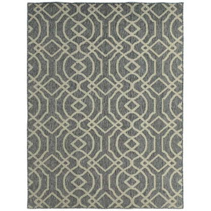 UV Resistant Indoor & Outdoor Area Rug, Easy-Cleaning Machine Washable Rug with Geometric Pattern for Patio, Garden, Kitchen, Bathroom or Living Room, 230 x 160 cm, Grey