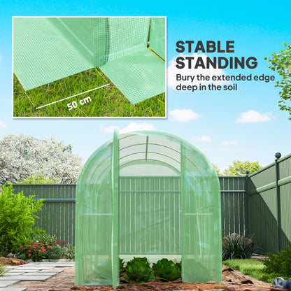 3 x 2 x 2m Polytunnel Greenhouse with Walk-in Grow House Tent with PE Cover and Galvanised Steel Frame, Green