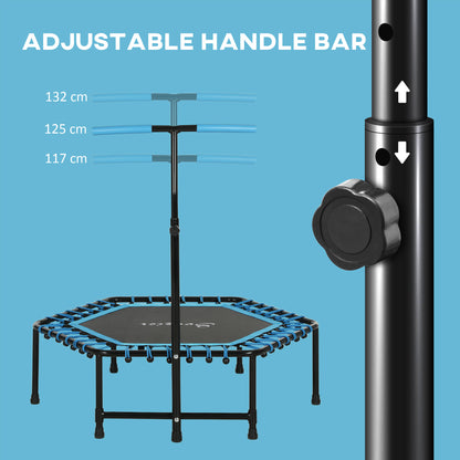 Adult Fitness Rebounder Trampoline | 45" | Bungee Cord | 12-Colour LED & Remote | 3-Height Adjustable Handle | 100kg | Blue
