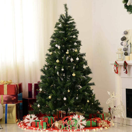 1.8m 6ft Pre Lit Christmas Tree 200 LED Holiday Décor With Decorative Balls Ornament Metal Stand