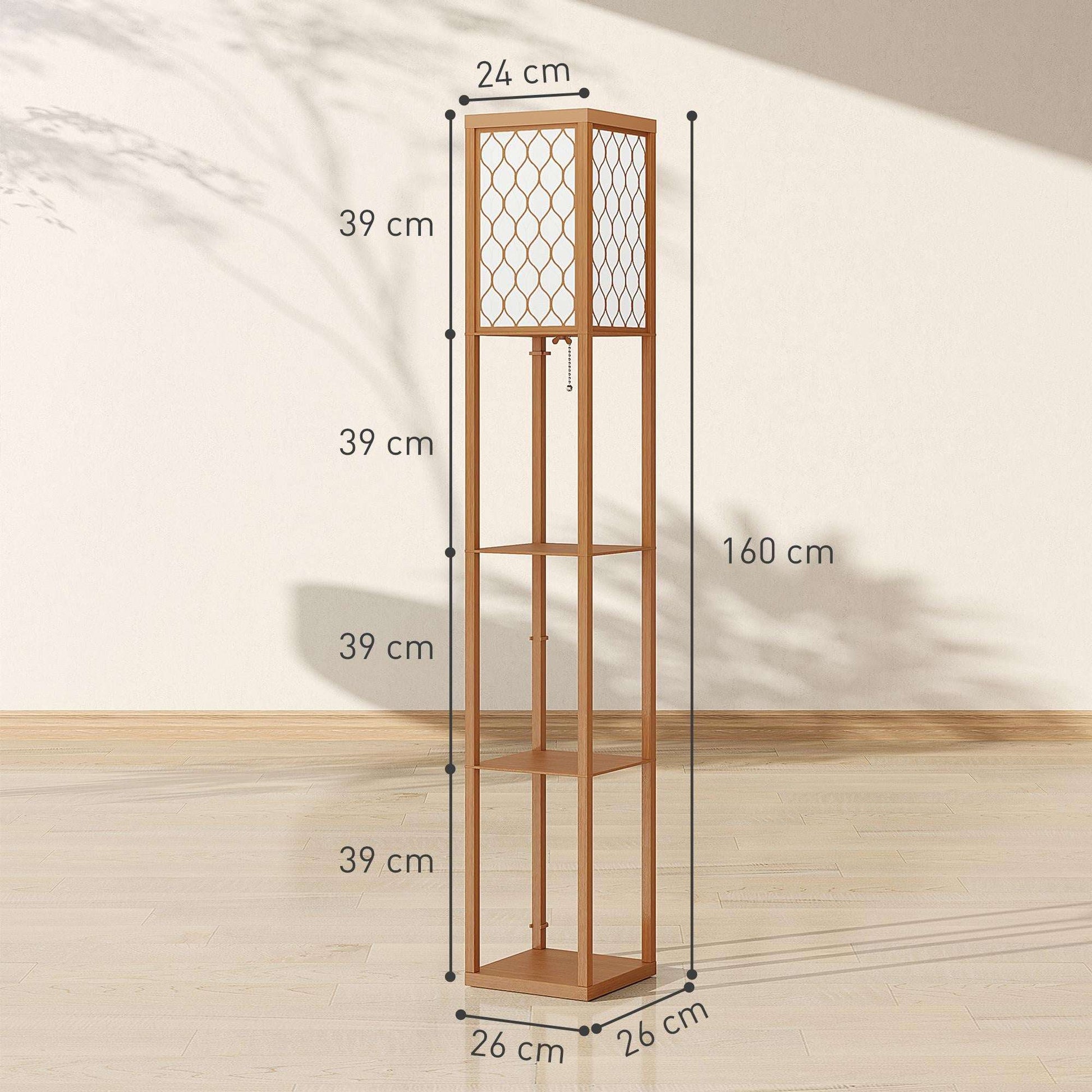 Three-Shelf Standing Floor Lamp - Natural