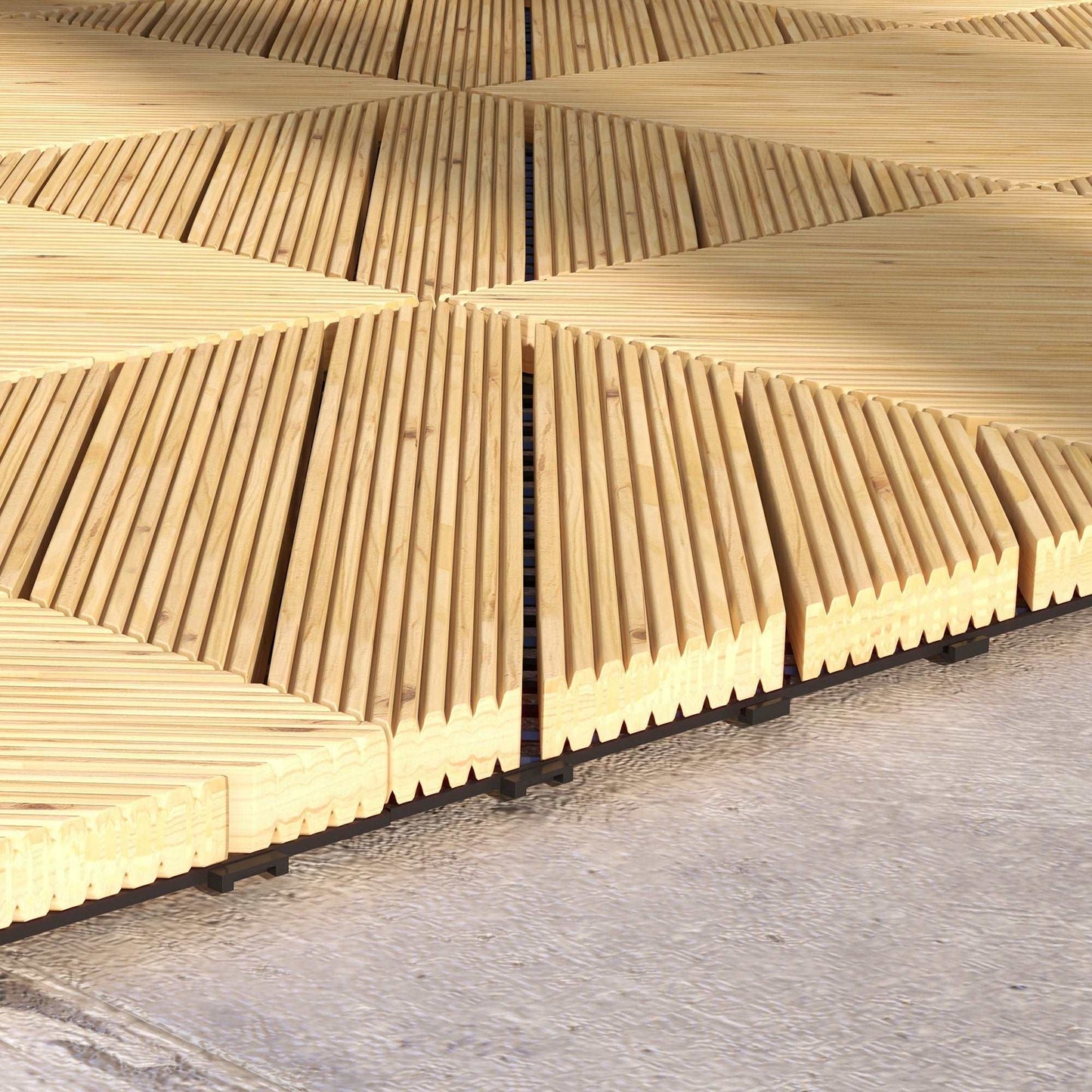 27 Piece Wooden Interlocking Decking Tiles, 30 x 30 cm Anti-slip Outdoor Flooring Tiles, 0.81㎡ per Pack, All Weather Use For Patio, Hot Tub, Yellow