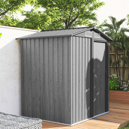 Outsunny 5ft x 4.3ft Outdoor Garden Storage Shed - Grey Wood Effect