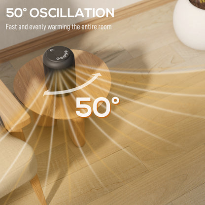 1500W Ceramic Electric Heater with Fan, Timer, Oscillation - Black