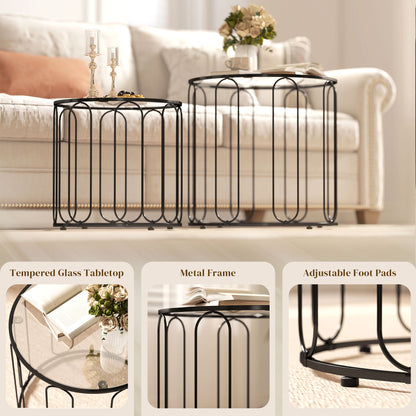 Elliptical Cut-Out Nesting Tables - Black
