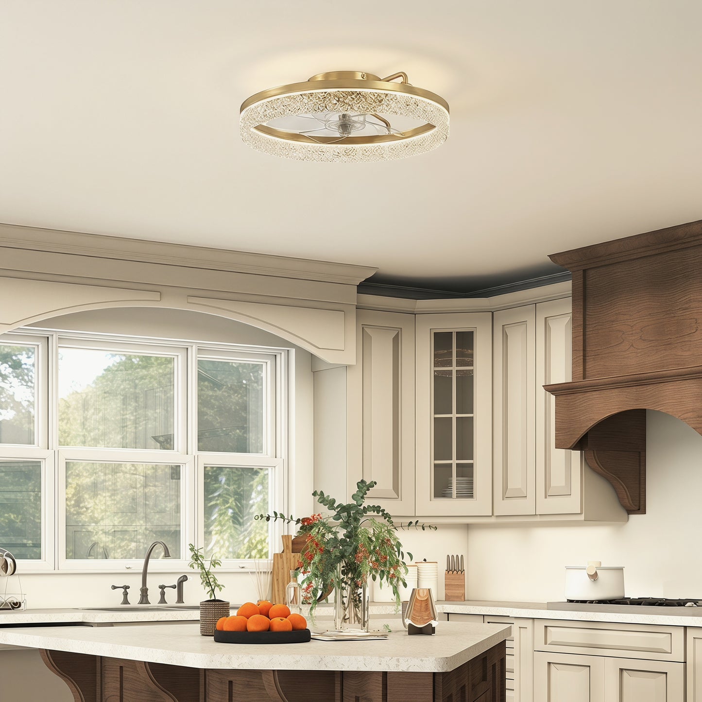 Smart Ceiling Fan with Dimmable LED Light | Remote & App Control | 6 Speeds | Gold Tone