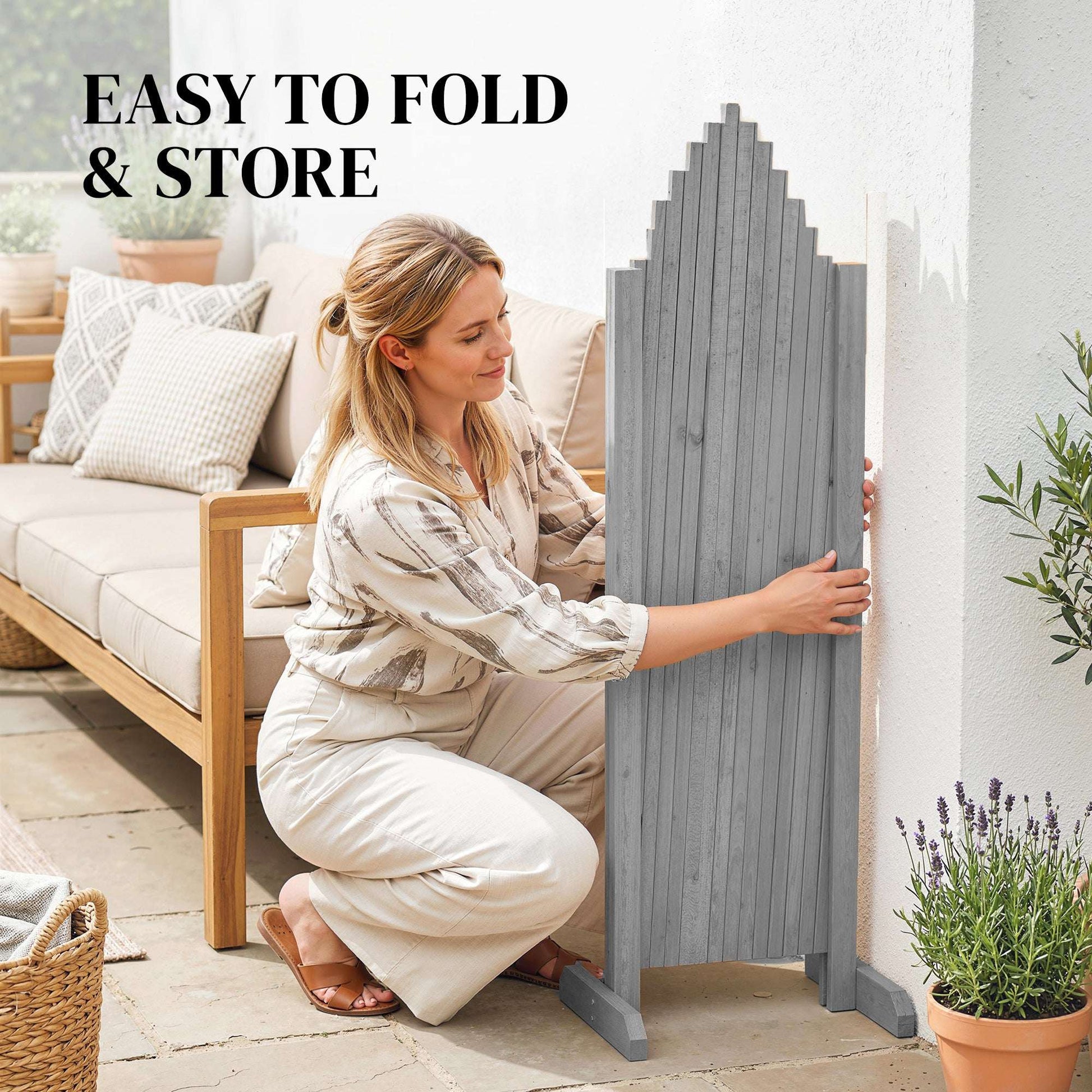2 Pack Expanding Garden Fence Panels | 180cm Wide | Freestanding | Foldable | Varnished Fir Wood | Dark Grey
