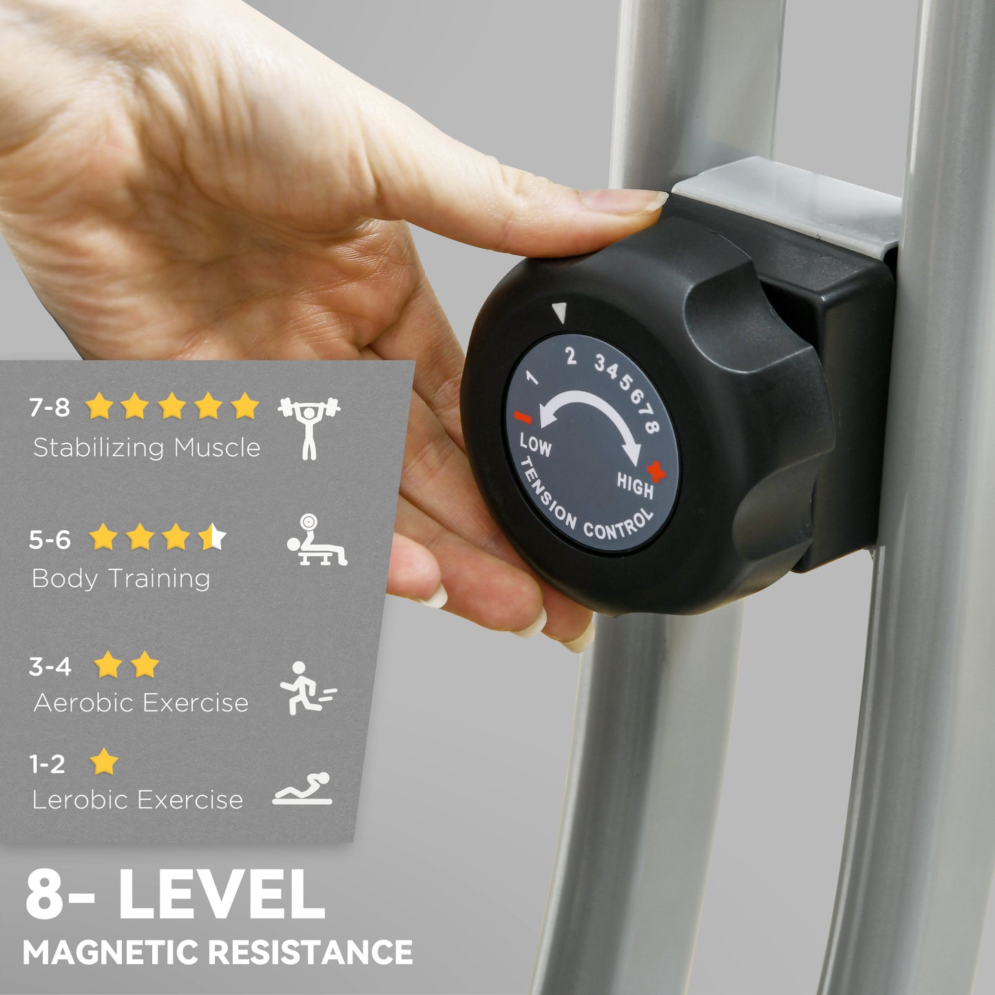 SPORTNOW Folding & Quiet Exercise Bike with 8-Level Magnetic Resistance and Heart-Rate Sensor for Home Gym