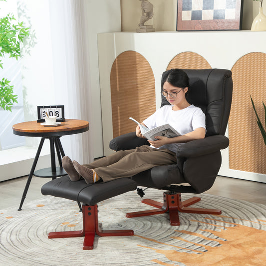 Faux Microfibre Leather Manual Recliner and Footstool Set