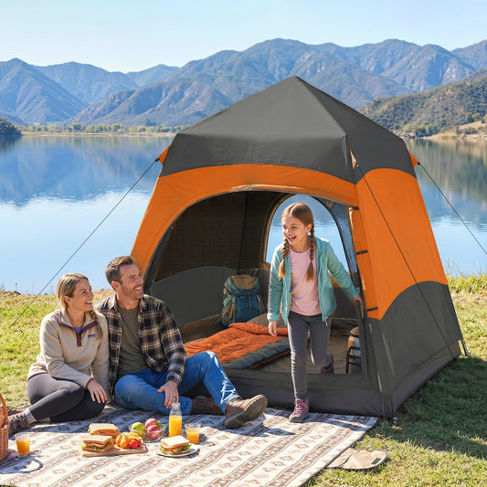 Outsunny Double Layer Instant Pop Up Tent with Rainfly, Portable Camping Shelter with Sewn-in Groundsheet and Carry Bag
