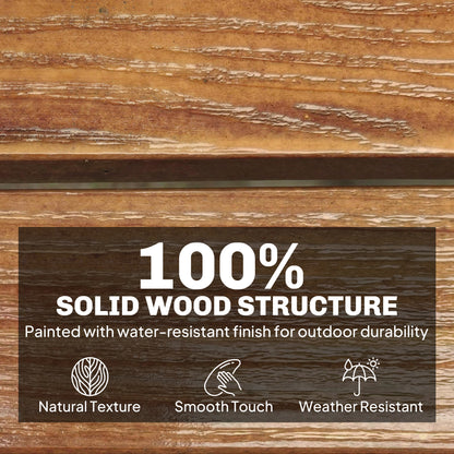 Convertible 2-3 Seater Garden Loveseat Bench | Liftable Table | 210D Waterproof Cover | Poplar Wood | 280kg Capacity | 150x63x98cm | Light Brown