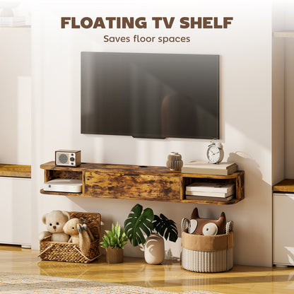 120 cm Floating TV Unit for TVs up to 50 Inch - Rustic Brown