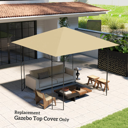 Outsunny 3 x 3(m) Gazebo Canopy Replacement Cover, Garden Gazebo Roof Replacement with Drain Holes, Water Resistant PVC Coating, 370g/㎡, UPF30+, Beige