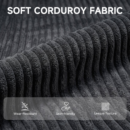 2 Seater Sofa | Dark Grey Corduroy Loveseat with Tufted Back, Padded Arms & 240kg Capacity