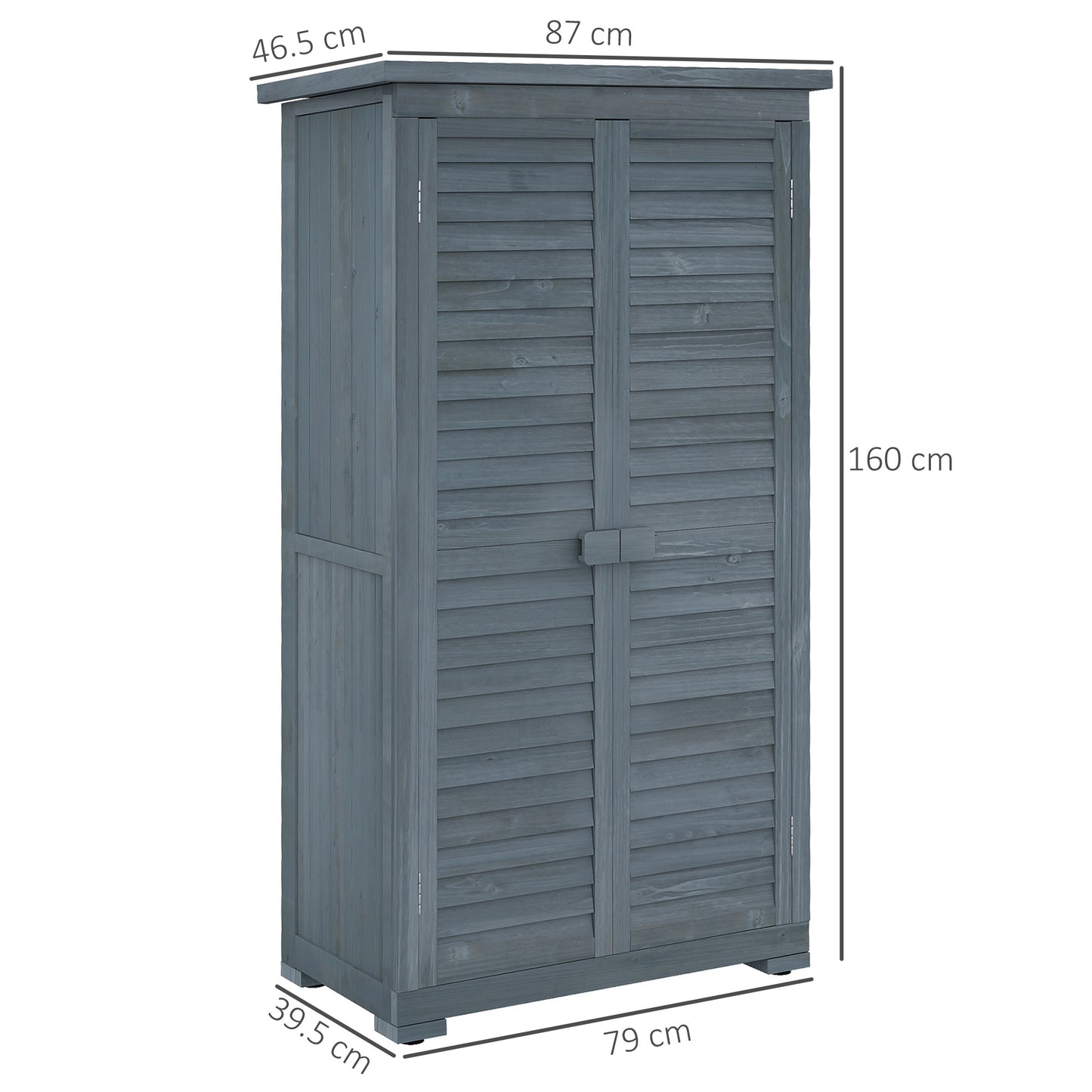Outsunny Wooden Small Shed, Garden Storage Shed with 3 Shelves, Asphalt Roof and Shutter Doors, Grey