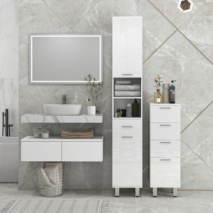Kleankin 71" Tall Slim Bathroom Storage Cabinet, Tall Narrow Cupboard with Drawer, Open Shelves, 2 Doors Cabinets and Adjustable Shelves for Kitchen - White