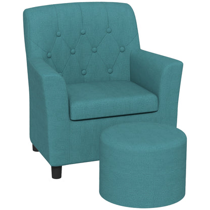 AIYAPLAY 2 Piece Kids Sofa Set with Footrest, for Playroom, Bedroom, Blue