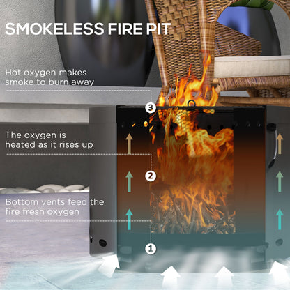 Smokeless Fire Pit, 38cm Portable Wood Burning Firepit with Spark Screen, Low Smoke Camping Bonfire Stove for Garden Patio Picnic, Dark Grey