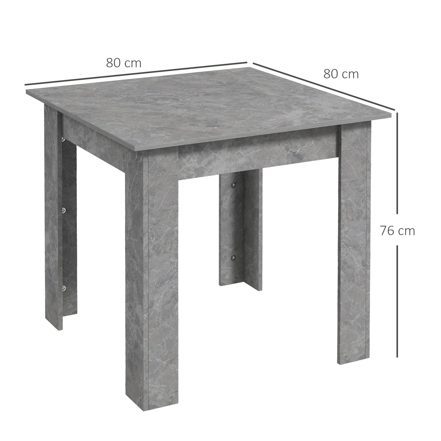Square Dining Table, Modern Small Dining Table with Faux Cement Effect, Space Saving, Non-slip Foot Pads, Cement Grey