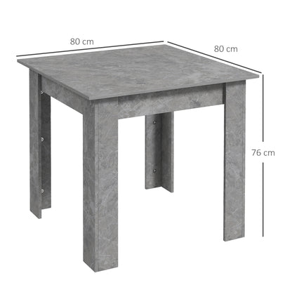 Square Dining Table, Modern Small Dining Table with Faux Cement Effect, Space Saving, Non-slip Foot Pads, Cement Grey