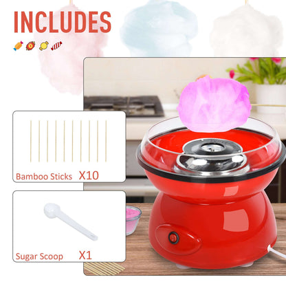 450W Electric Candyfloss Machine Kit Non-Stick Plates Fairground Fun Children Adult Party Gift Home Sweet Metal Body w/ Accessories