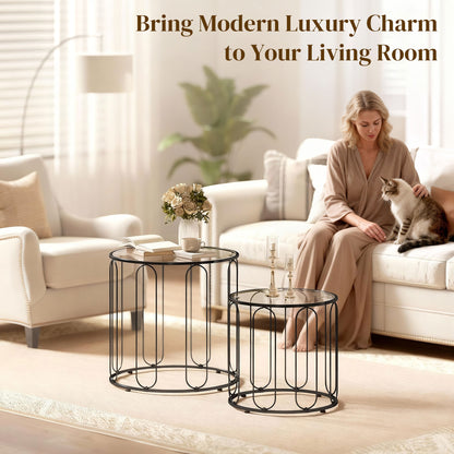 Elliptical Cut-Out Nesting Tables - Black