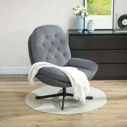 Armchair With 360 Degree Swivel And Wide Padded Seat, Upholstered Accent Chair with Water-Repellent Chenille Fabric - Grey