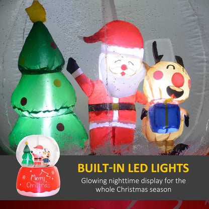 Outsunny 5.5FT Christmas Inflatable Crystal Ball with Santa Claus, Reindeer Decoration, Blow Up Crystal Ball with LED Lights for Indoor, Outdoor