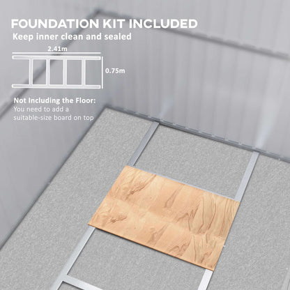 8.5 x 6ft Storage Shed Galvanised Steel Garden Shed, Metal Shed W/ Foundation Kit, Window, Lockable Wide Doors, Air Vents for Outdoor, Green