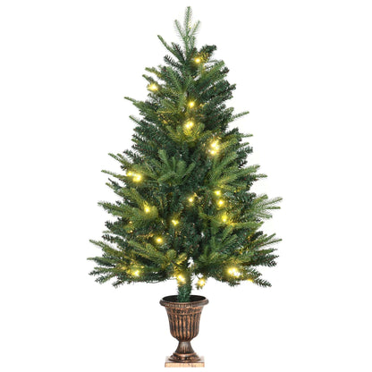 1.2m Prelit Christmas Tree Artificial Spruce Tree, Plastic Stand-Green