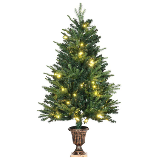 1.2m Prelit Christmas Tree Artificial Spruce Tree, Plastic Stand-Green