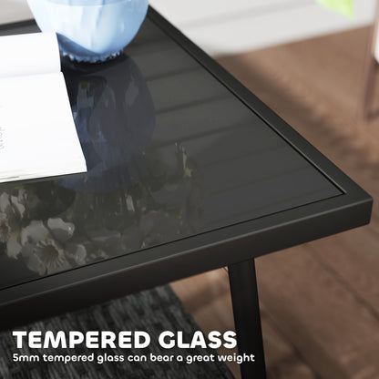 3 Piece Rattan Bistro Set with Cushions, Wicker Garden Furniture Set, Glass Top Coffee Table and Chairs for Patio, Balcony, Terrace and Conservatory