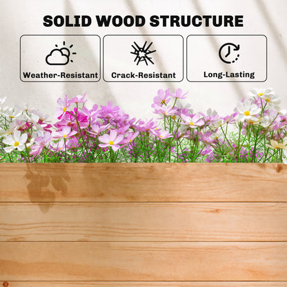 Fir Wood Garden Raised Bed with Double Trellis & Hanging Rails | 85x39cm Planting Bed | 2 Drainage Holes | 10kg Trellis Capacity | 110x44x181cm | Natural Wood Finish