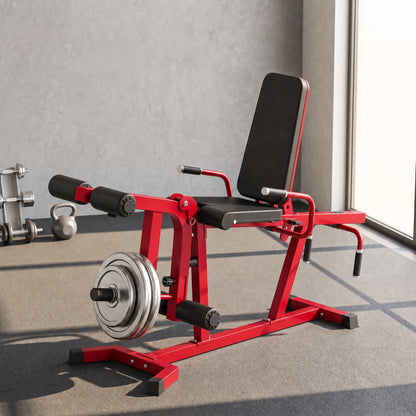 SPORTNOW 3-in-1 Weight Bench & Leg Extension Curl Machine | Red | 163x58x118cm | 300kg Capacity | 6-Position Backrest 0-100° | Leg Developer 0-90° | 75kg Weight Peg | Steel & PU Leather