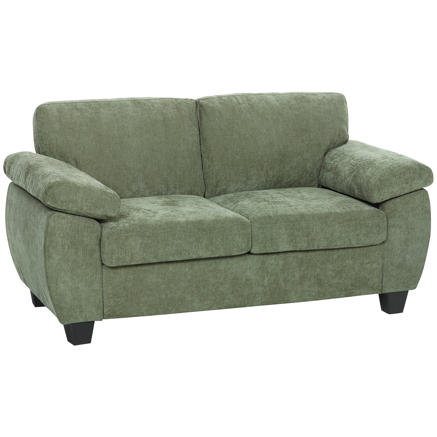 2 Seater Chenille Loveseat Sofa | 156cm | 18cm Pocket Spring Seat | Wide Padded Armrests | 300kg | Fire Retardant | Dark Green