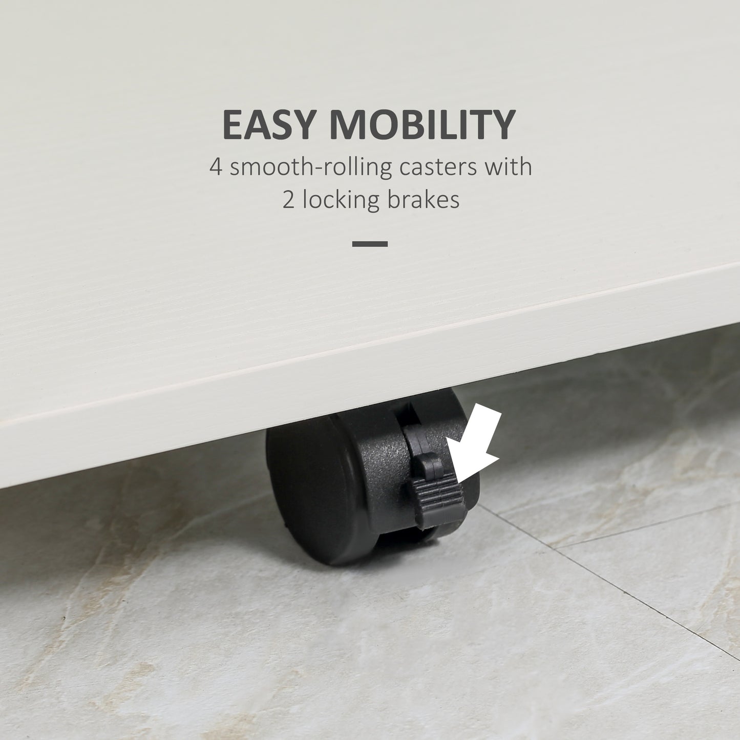 Multi-Storage Compact Work Desk, with Wheels - White